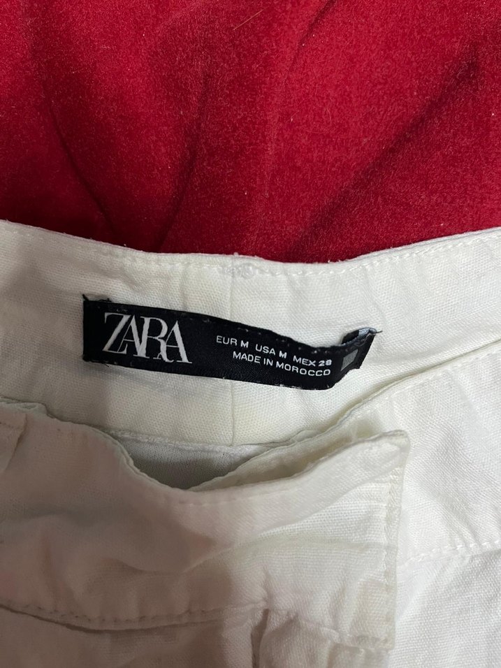 Zara beyaz keten rahat kesim pantolon - Görsel 5