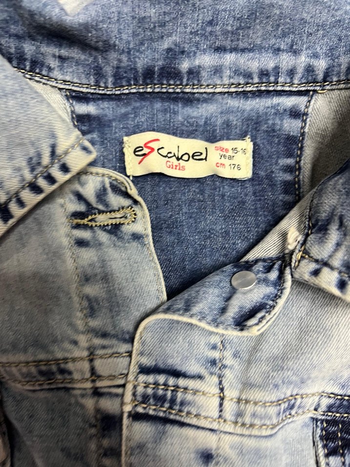 Çocuk ceketi Nakışlı Düğmeli Koyu Mavi Denim - Görsel 5