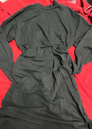 Zara Siyah Drapeli Uzun Kollu elbise - Görsel 3