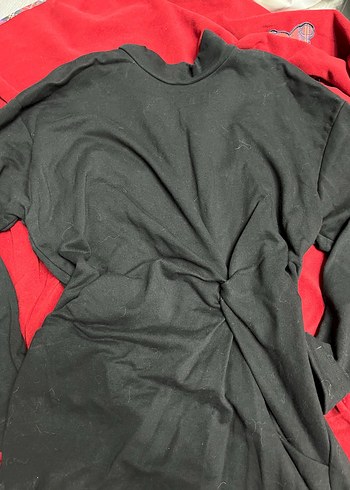 Zara Siyah Drapeli Uzun Kollu elbise - Görsel 2