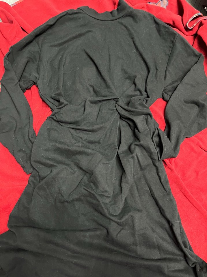 Zara Siyah Drapeli Uzun Kollu elbise - Görsel 3