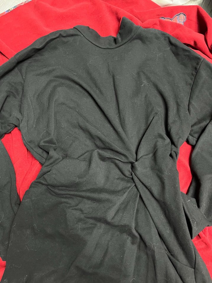 Zara Siyah Drapeli Uzun Kollu elbise - Görsel 2