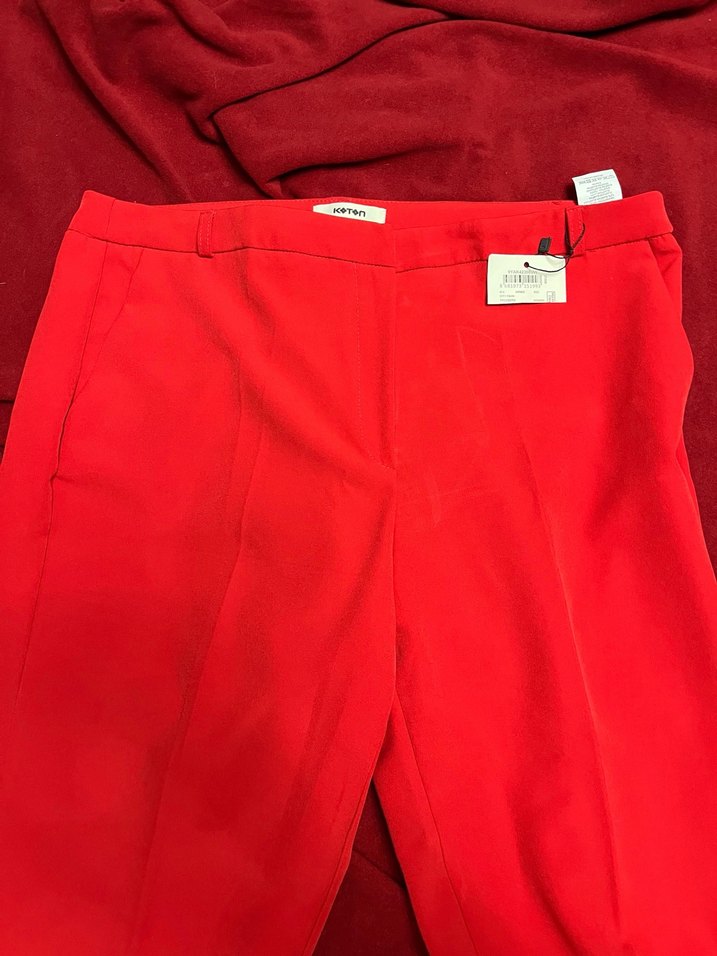 Koton Kırmızı Kadın Kumaş Pantolon - Görsel 2