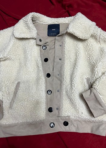 Zara krem rengi yünlü ceket - Görsel 4