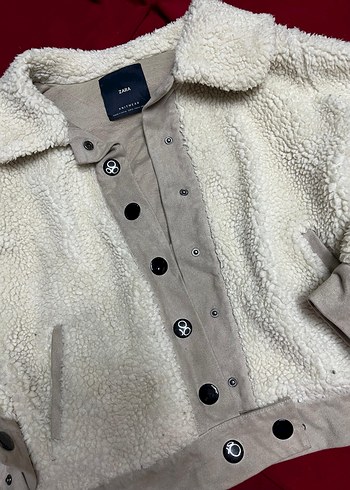 Zara krem rengi yünlü ceket - Görsel 2
