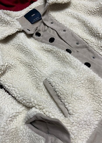 Zara krem rengi yünlü ceket - Görsel 3