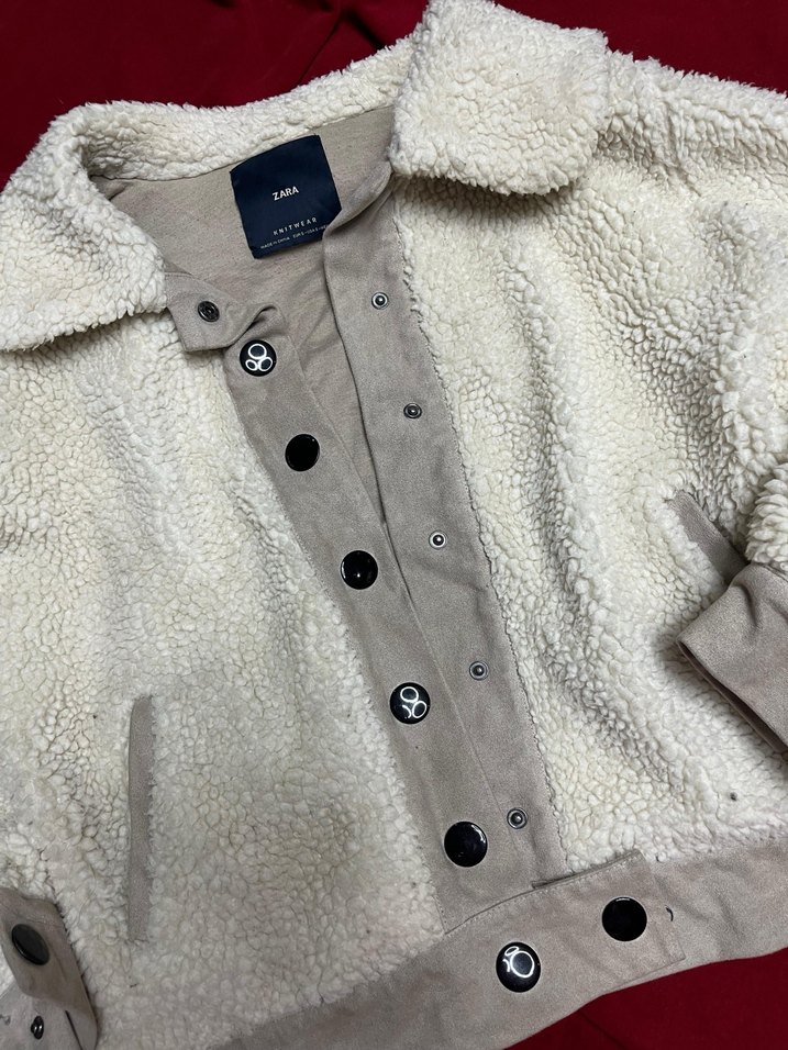 Zara krem rengi yünlü ceket - Görsel 2