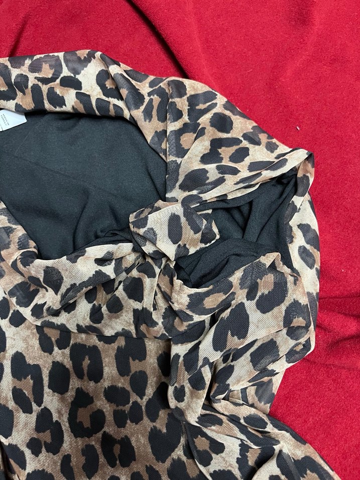 Kahverengi Leopar Desenli bluz - Görsel 2