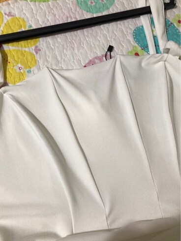 xl Beden beyaz Renk Beyaz büzgülü korse detay elbise