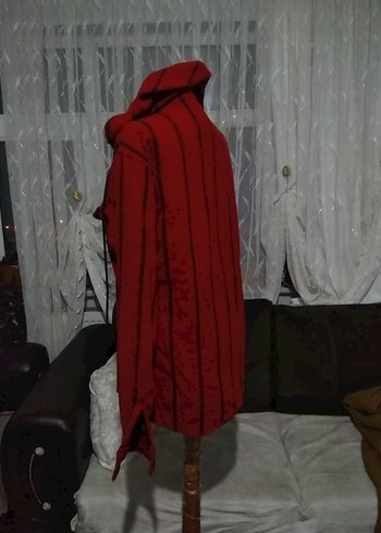 Bordo Kapüşonlu Fermuarlı Kadın Ceket - Görsel 4