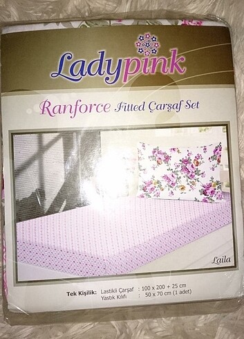 Lady pink lastikli çarşaf seti tek kişilik
