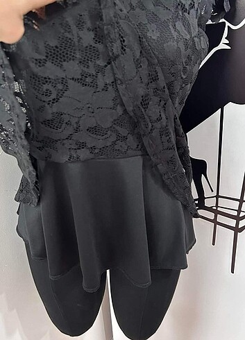36 Beden Siyah dantel astarli ginatricot İsveç marka peplum.bluz