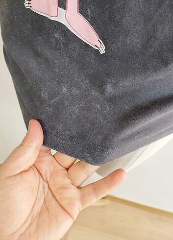 36 Beden gri Renk Eksitme pembe panter baskili.tisort xs s m kullanir