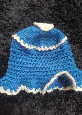 3-6 Ay, 17 cm Beden Renkli Nakışlı Örgü Çocuk Şapkası