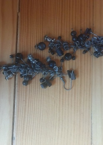 Beden gri Renk Gri Uzun Halkalı ve Tokalı Kadın Küpeler