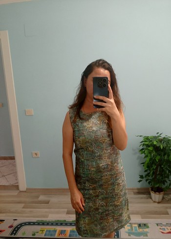 Kadın Çok Renkli Yılan Desenli Midi Örme Elbise - Görsel 2