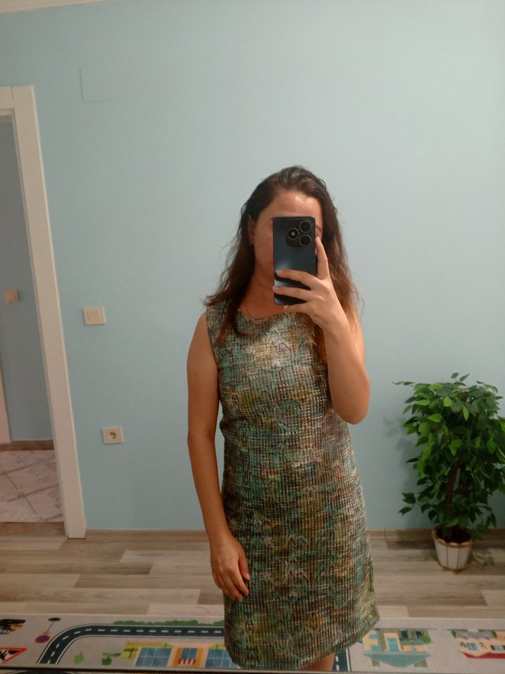 Kadın Çok Renkli Yılan Desenli Midi Örme Elbise - Görsel 2