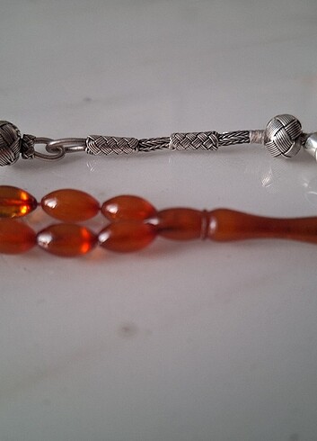 Saf baltık kehribar tesbih 1000 Ayar Gümüş Püsküllü ve kozalı - Görsel 7