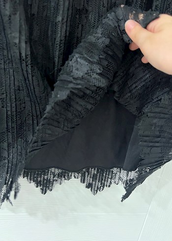 Pileli Siyah Mini Etek - Görsel 3