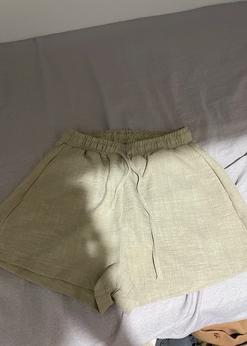 Kadın Bej Keten Mini Şort