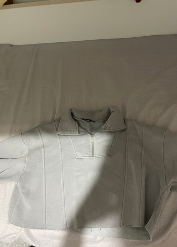 Diğer Gri Yarım Fermuarlı Kadın Sweatshirt