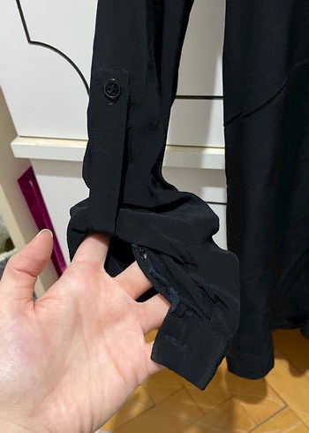 İpekyo Siyah V Yaka Kadın Gömlek - Görsel 4