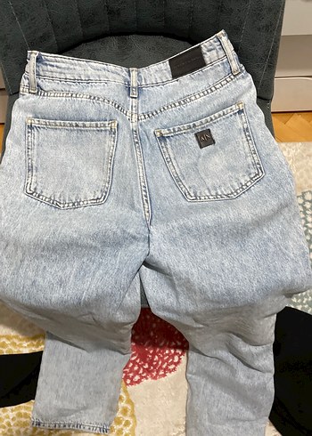 armani Kadın Gri Mavi Çift Tokalı Bol Kesim Kot Pantolon - Görsel 4