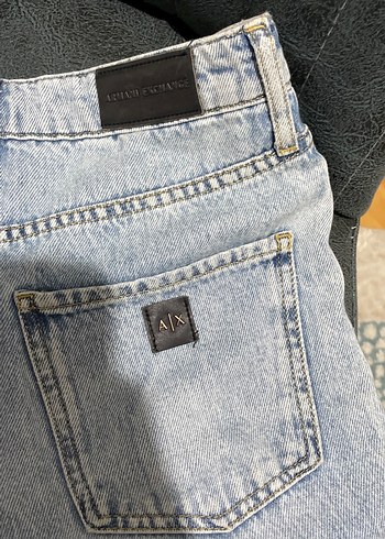 armani Kadın Gri Mavi Çift Tokalı Bol Kesim Kot Pantolon - Görsel 5