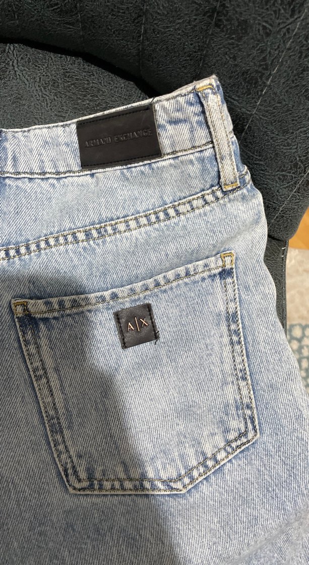 armani Kadın Gri Mavi Çift Tokalı Bol Kesim Kot Pantolon - Görsel 5