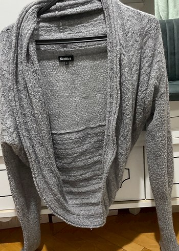 Network Gri Örgü Kadın Hırka - Görsel 3