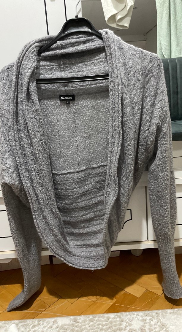 Network Gri Örgü Kadın Hırka - Görsel 3