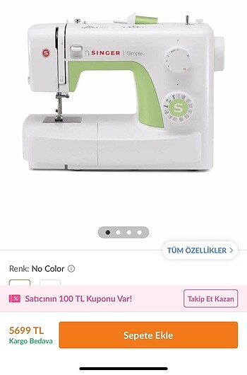 Singer simple 3229 taşınabilir dikiş makinesi