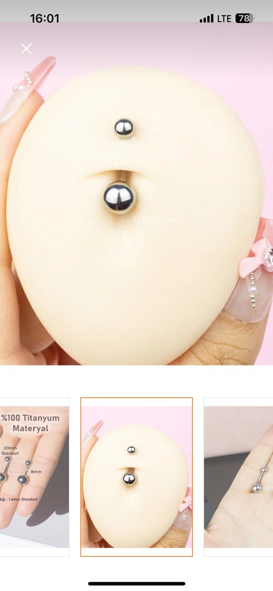 %100 Titanyum göbek Piercing - Görsel 3