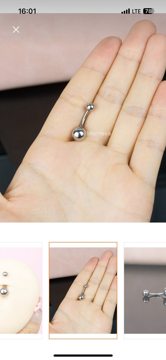 %100 Titanyum göbek Piercing - Görsel 4