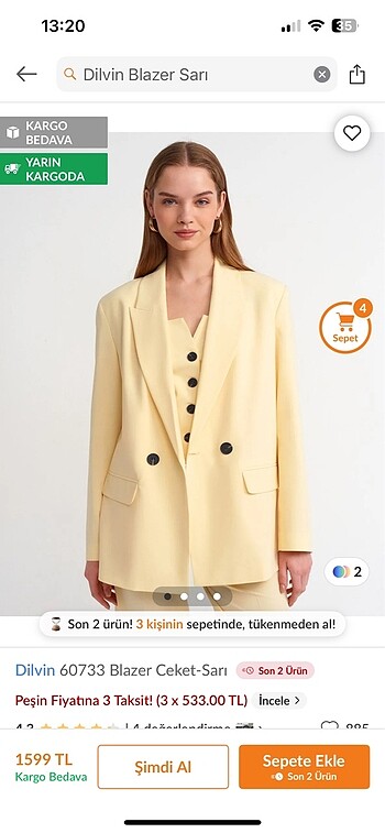 Sarı blazer