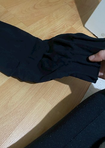 Siyah Kadın Keten Uzun Kollu Kazak - Görsel 4