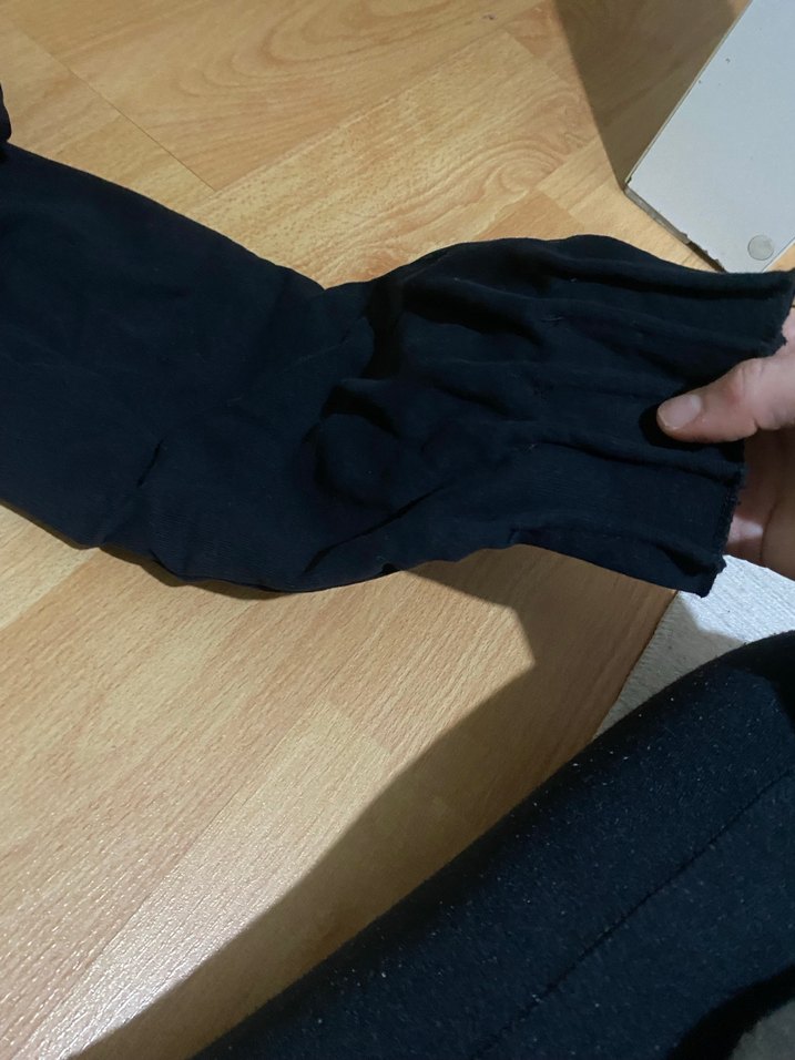 Siyah Kadın Keten Uzun Kollu Kazak - Görsel 4