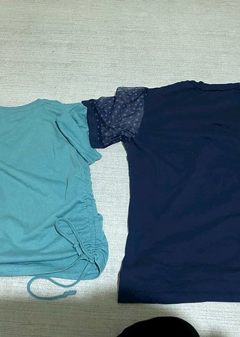 Koyu Mavi Kısa Kollu Pamuklu Kadın Tişört - Görsel 4