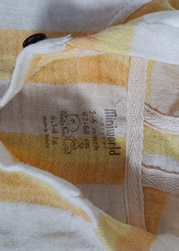 9 Ay Beden Sarı Çizgili Kısa Kollu Bebek Tulum
