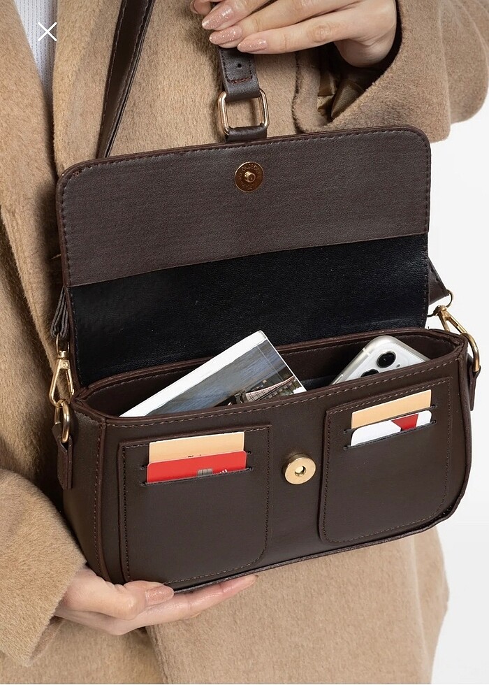 Kahverengi omuz çantası - Görsel 2