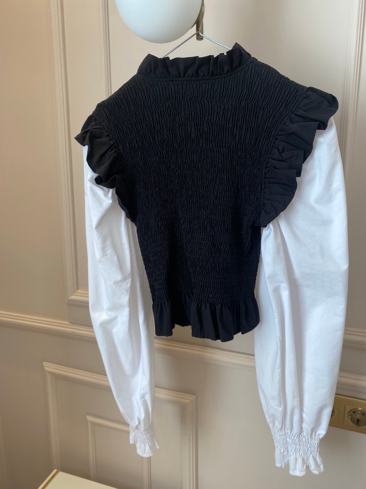 Pamuklu Fırfırlı Yaka Detaylı Kadın Bluz - Görsel 4