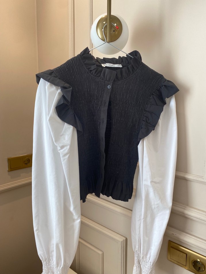 Pamuklu Fırfırlı Yaka Detaylı Kadın Bluz - Görsel 2