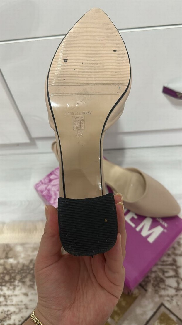 Bej Tokali ayakkabı, topuklu ayakkabı, deri ayakkabı, topuklu - Görsel 3