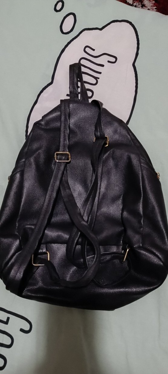 Siyah sırt çantası,deri çanta,sırt çantası,kadın çanta, çanta - Görsel 2