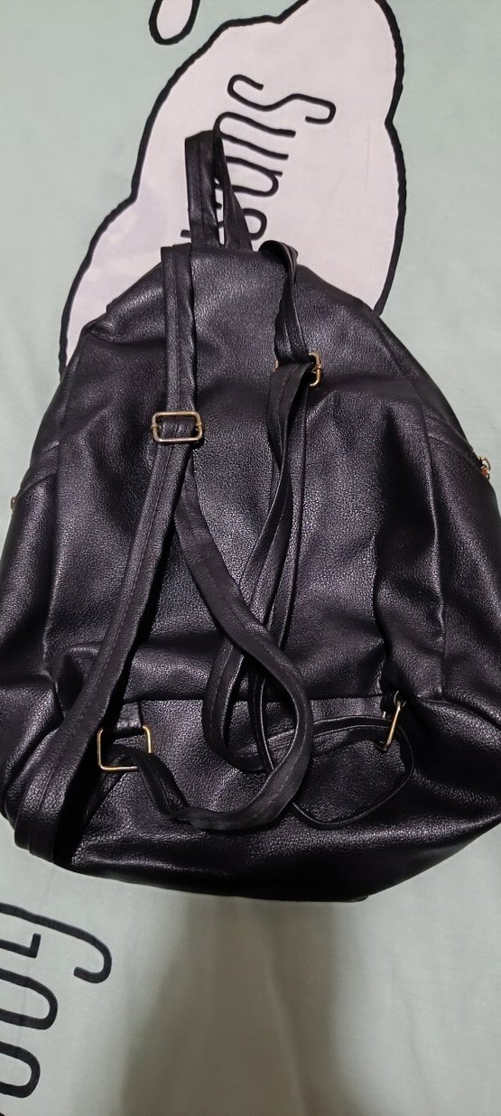 Siyah sırt çantası,deri çanta,sırt çantası,kadın çanta, çanta - Görsel 3