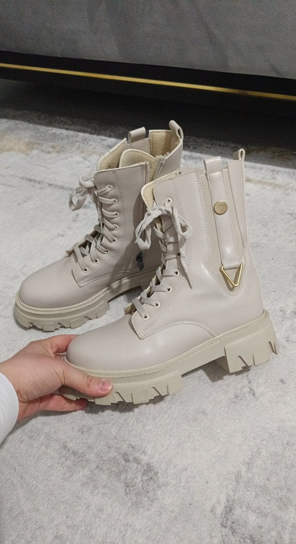 kadın bot,postal,kadın çizme,bot,krem bot,kadın kadın postal - Görsel 4