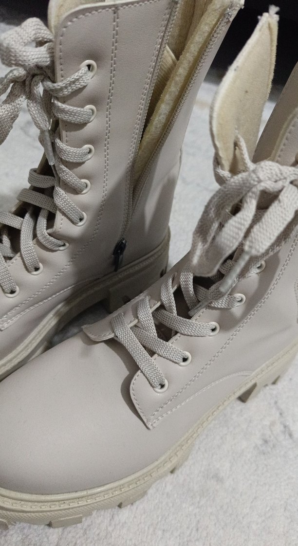 kadın bot,postal,kadın çizme,bot,krem bot,kadın kadın postal - Görsel 5