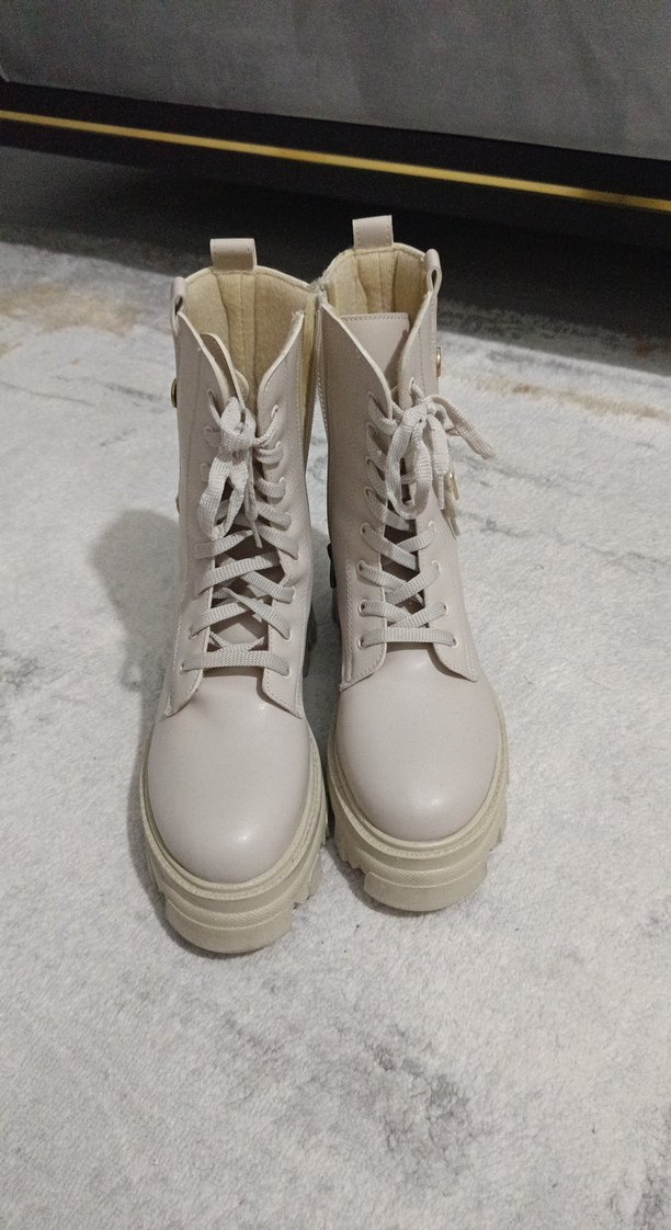 kadın bot,postal,kadın çizme,bot,krem bot,kadın kadın postal - Görsel 3