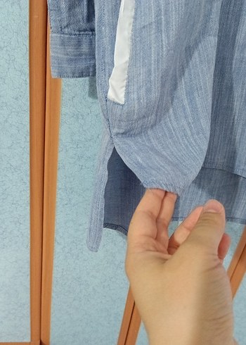 42 Beden mavi Renk kot gömlek,kot tunik,koton gömlek, tesettür tunik, keten gömlek