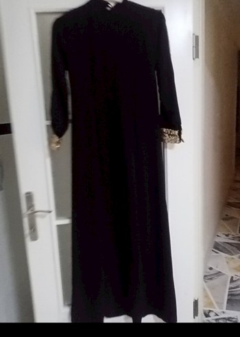42 Beden Uzun Siyah Gotik V Yaka Abiye Elbise